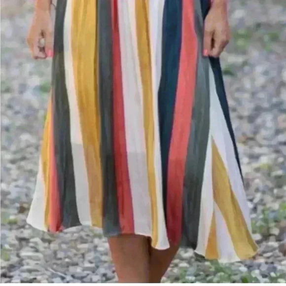 Mystree Women’s Satin Silk Colorful Stripes Skirt Size M NWT - Picture 3 of 9